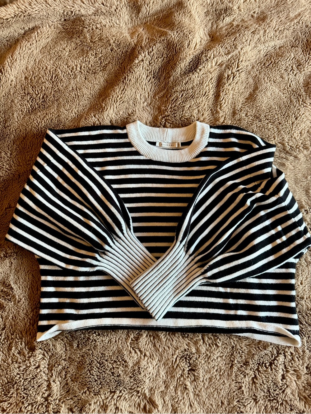 Ellison Black & White Striped Crewneck Sweater